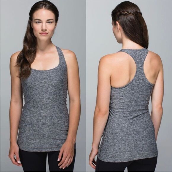 lululemon athletica Tops - LULULEMON Cool Racerback Heathered Grey Tank Top-